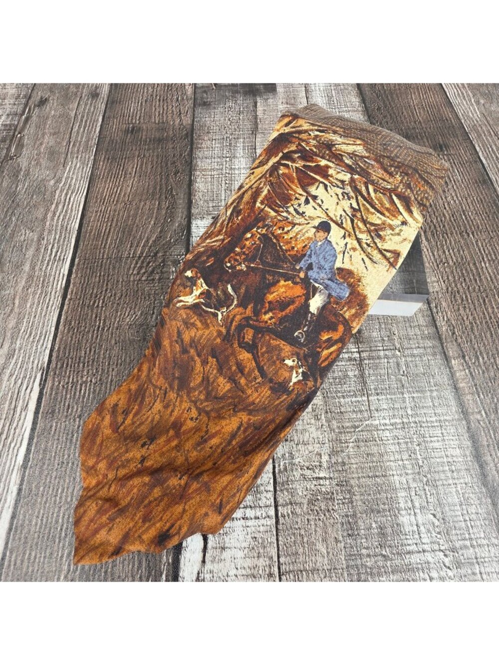 Polo Ralph Lauren VTG Silk Tie USA Made By Hand Hunting Equestrian Horse Brown